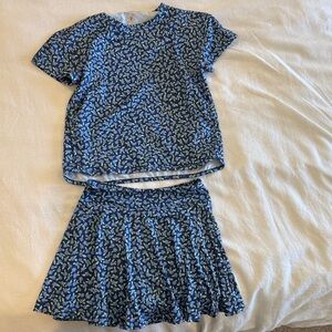 Crewcuts Blue and Red Floral Top and Skort Set